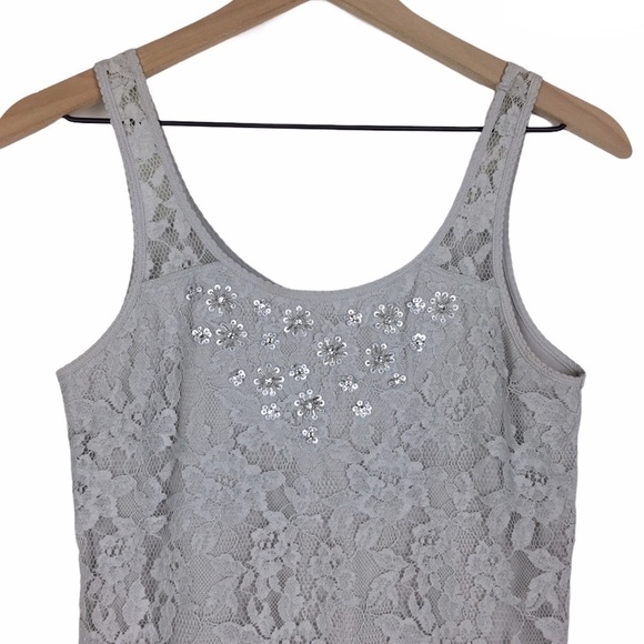 ABERCROMBIE & FITCH Tank Top Lace Rhinestones Floral Flowers Stretch Y2K Small - Picture 2 of 10
